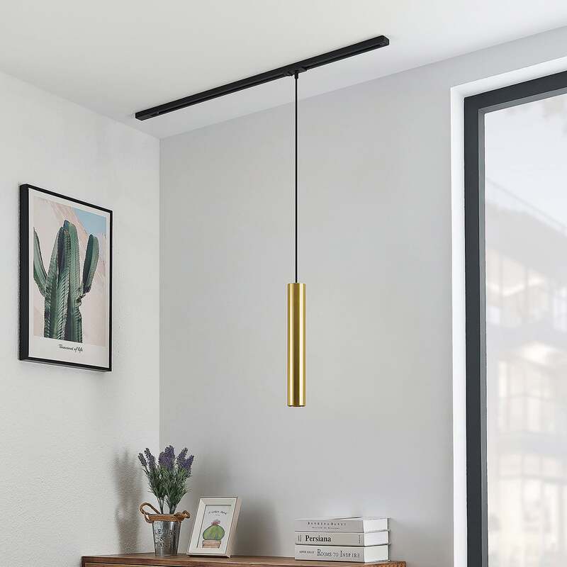 Lindby Pendelleuchte Hängelampe Linaro Deckenlampe schwarz/gold 40 cm - 4251911701616