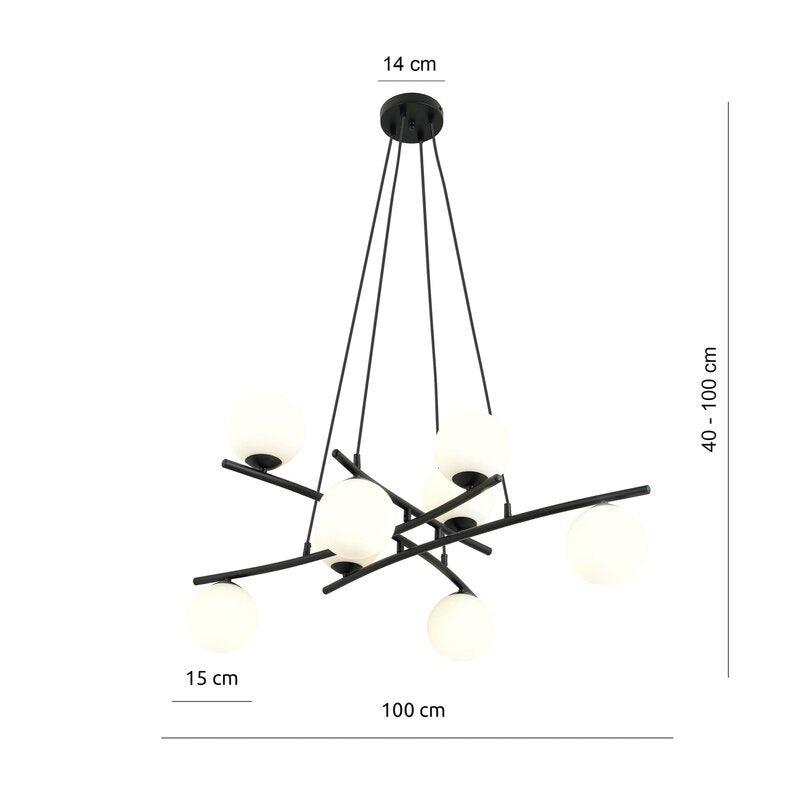 Euluna Glassy Hängeleuchte Pendelleuchte Lampe gekreuzt 8-flg Glas opal104 - 4251911783704