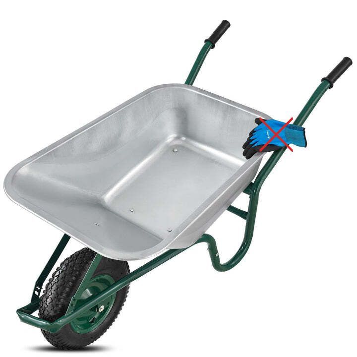 Schubkarre Garten 100l Transporthilfe bis 250kg Luftreifen und Handschuhe Silber - 4260565522492