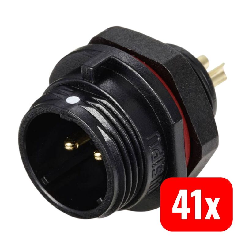 Weipu Rundstecker SP1312 P2 Stecker Einbau 2-polig IP68 schwarz 230V 25A - 2050001514462