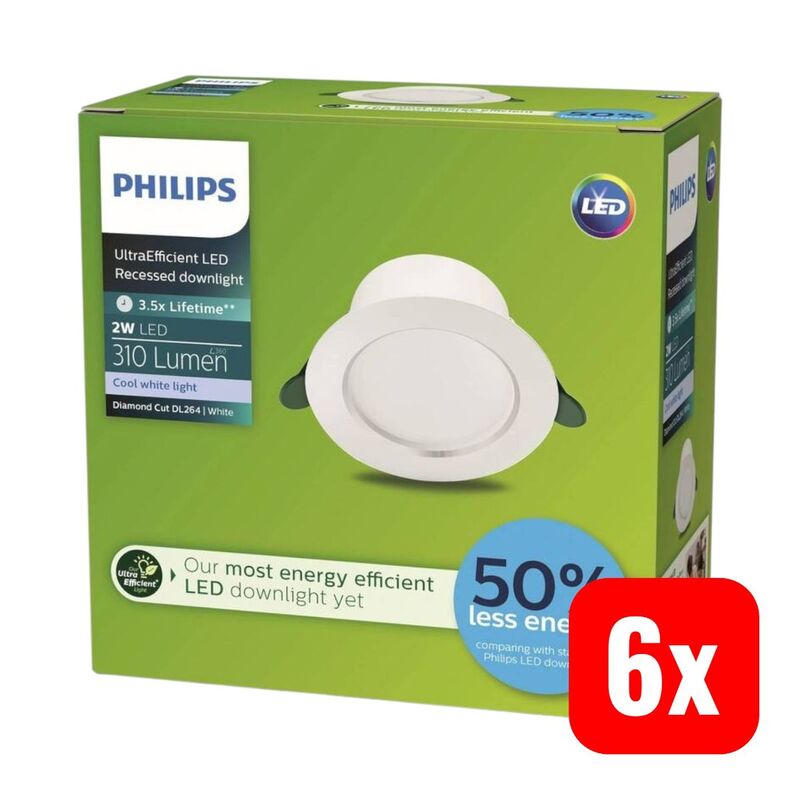 Philips Einbauleuchte LED Downlight 2W neutralweiß 310 Lumen Ø80mm Metall weiß - 8720169308107