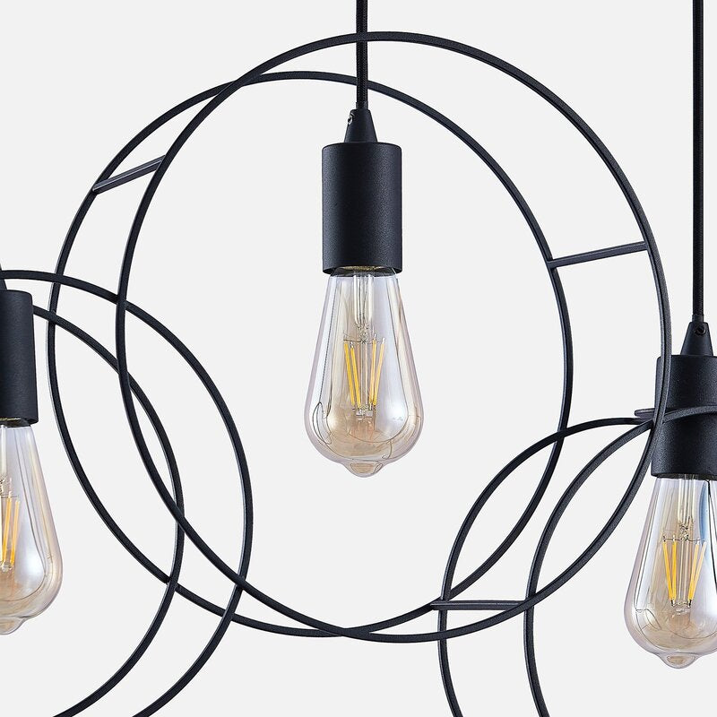 Lucande Andrik Hängeleuchte Hängelampe Lampe Leuchte 5-flmg. E27 Kreise schwar - 4251911702217