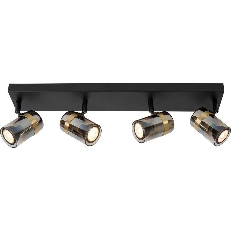 Lucide Deckenstrahler UPTON GU10 4-flammig LED Strahler schwarz Rauchglas - 5411212570031