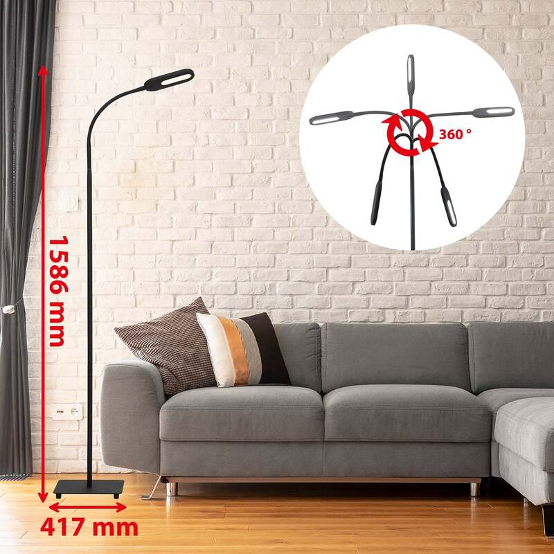 Briloner Stehleuchte dimmbar Office Step LED Lampe schwarz 158,6cm drehbar - 4002707365686