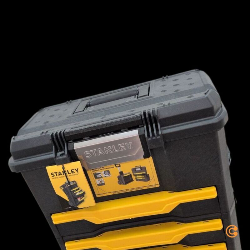 Stanley Werkzeugbox Kunststoff schwarz mit Teleskopgriff und 3 Werkzeugboxen - 3253561792069
