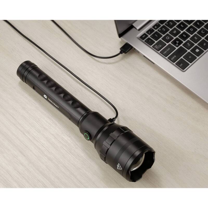 Toolcraft LED Taschenlampe 8000 lm akkubetrieben USB-Schnittstelle schwarz - 4064161255323