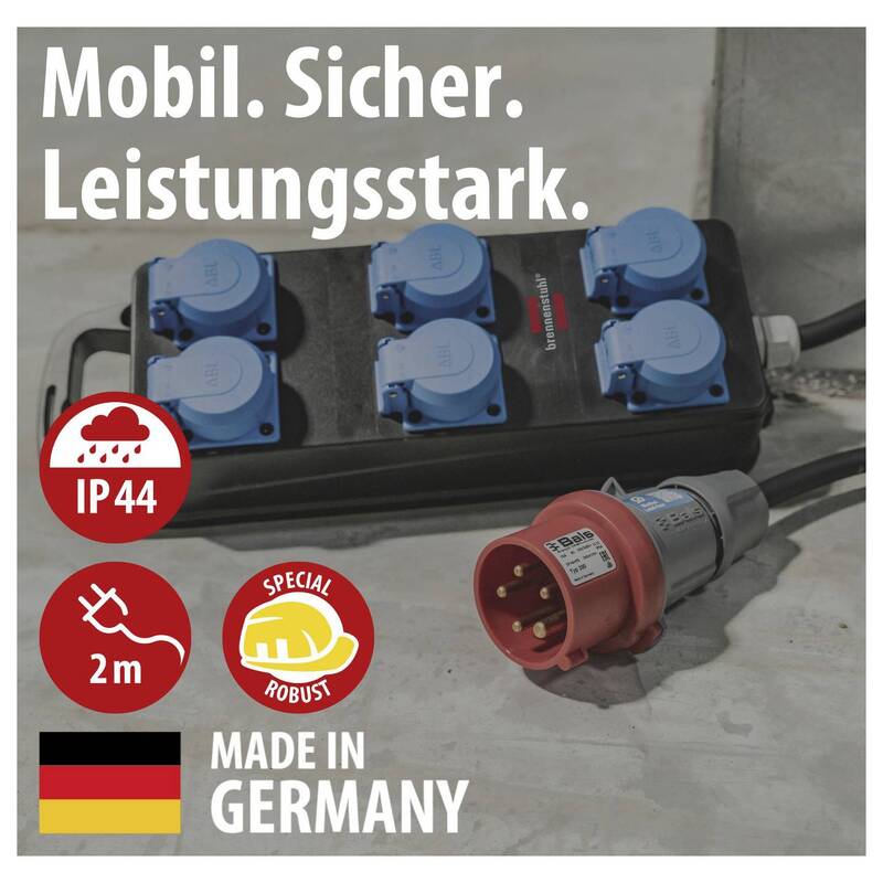 Brennenstuhl Portabler CEE Stromverteiler BSV P 6x 230V 400V IP44 2m Kabel - 4007123688722