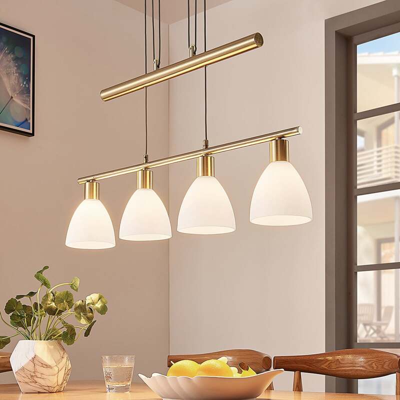 Lindby Hängelampe Hängeleuchte Simeon LED Pendelleuchte dimmbar messingfarben - 4251096505870