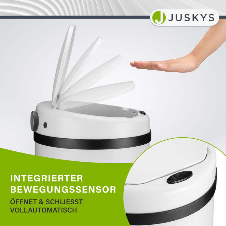 Runder Mülleimer Abfalleimer mit Sensor 30L Hygienisch Weiß für Küche und Bad - 4260565529675