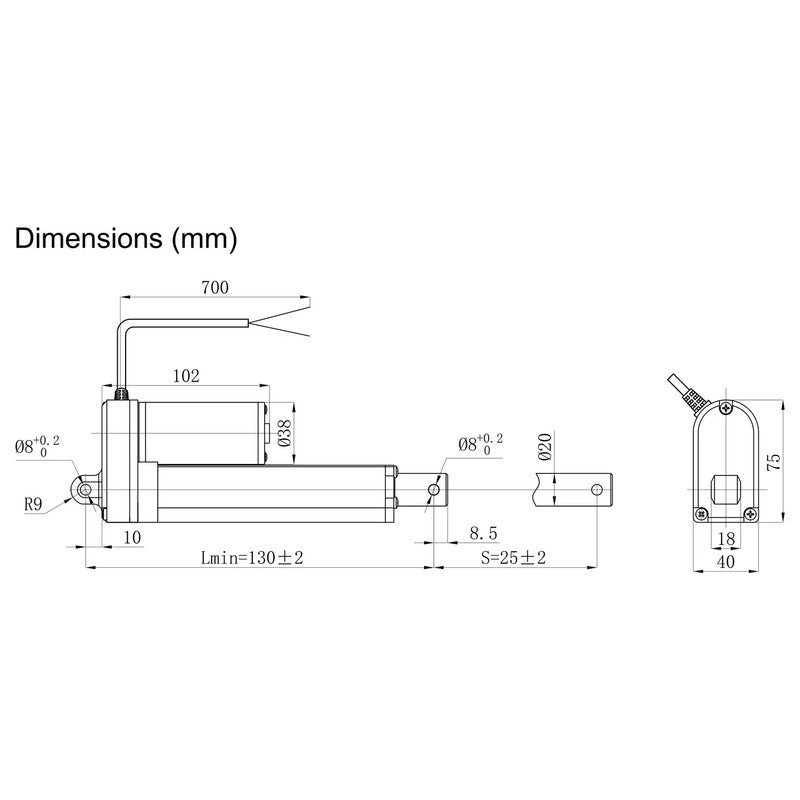 TRU COMPONENTS Elektrozylinder TC12-25-150 12V DC 150N Hublänge 25mm Schubkraft - 4064161408798