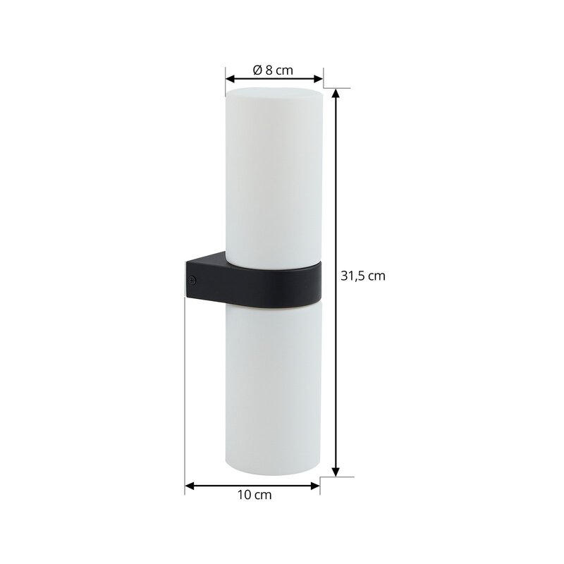 Lucande Bad-Wandleuchte Basolo schwarz Höhe 31,5 cm Glas Wandlampe Lampe Leuchte - 4251911778052
