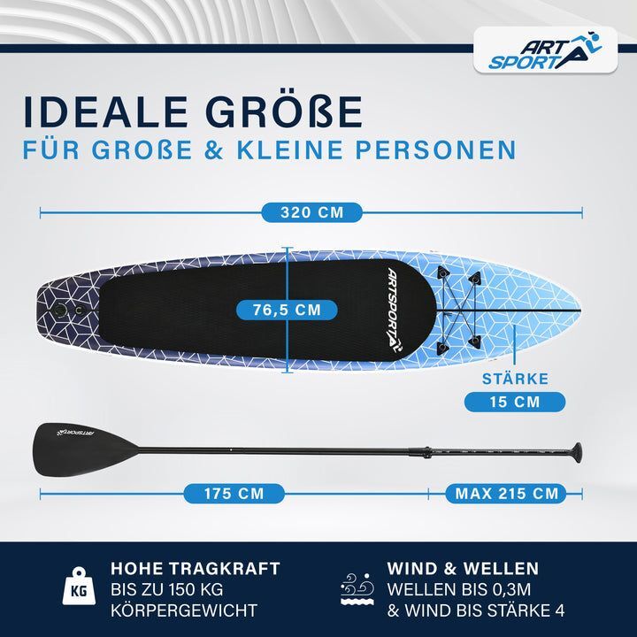 Stand Up Paddling Board SUP Komplett Set Aufblasbares Board mit Paddel Tasche - 4260565524816