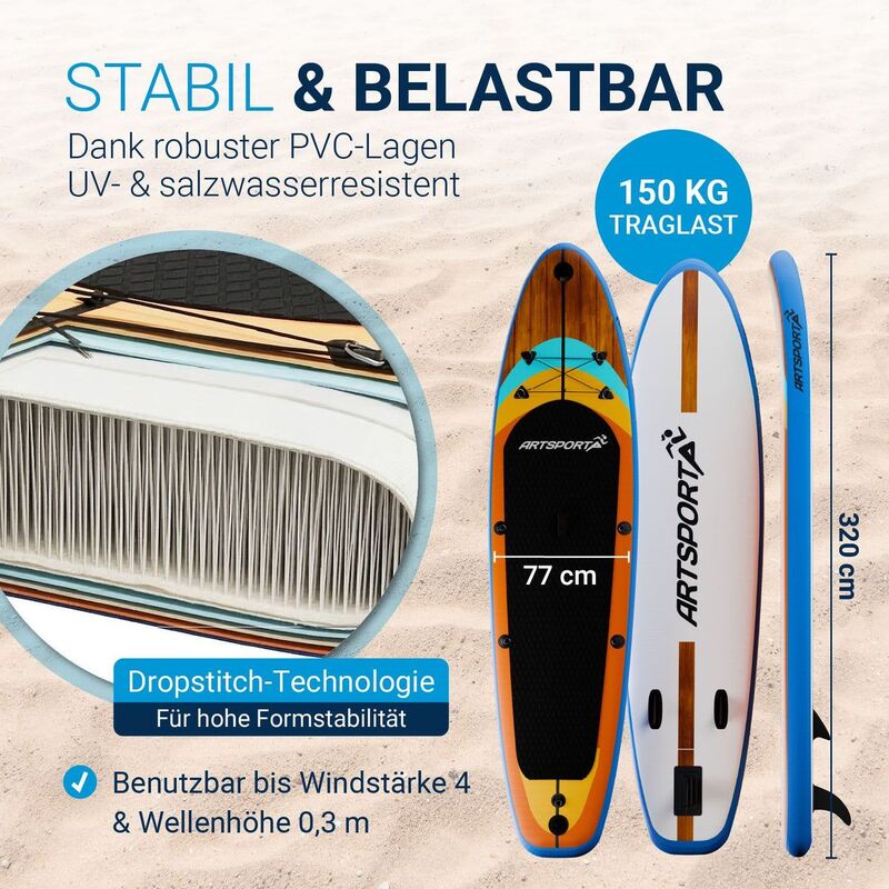 Stand Up Paddling Board SUP mit Kajaksitz und Action-Cam-Halterung bis 150kg - 4262437187341