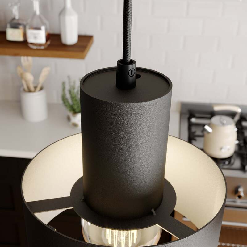 Hängeleuchte Rif Pendelleuchte dimmbar 3-flammig E27 schwarz 67x15 cm Made in EU - 5902335264001