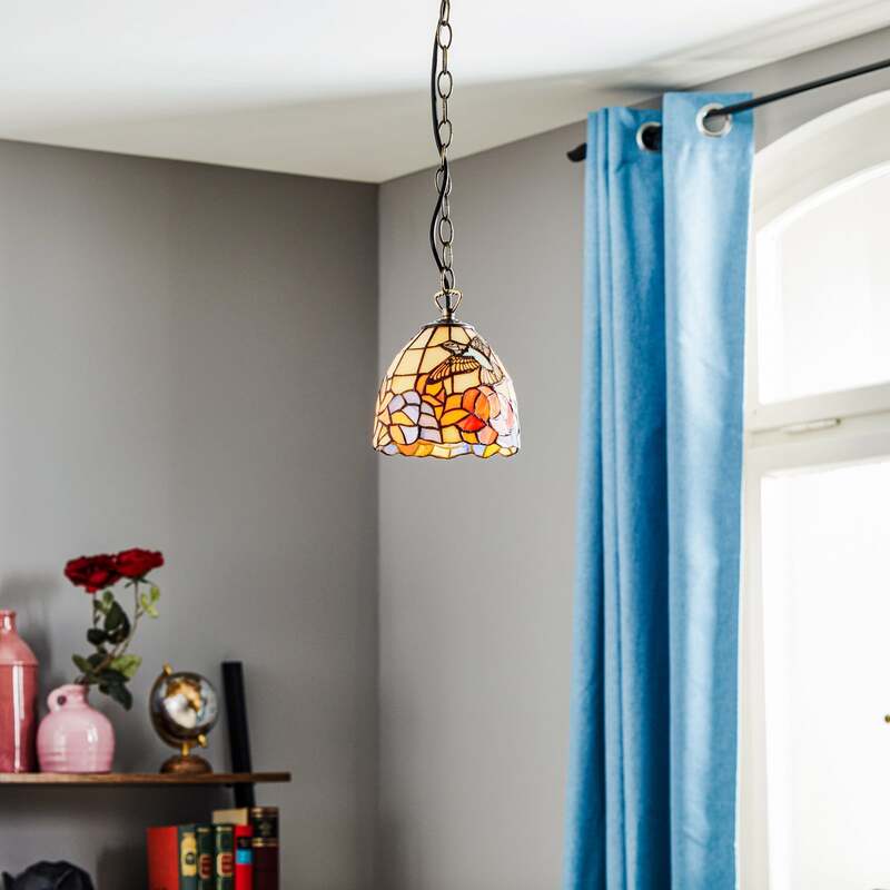 Artistar Hängeleuchte Tiffany Stil COLIBRI dimmbar Lampe bunt braun 15x13cm - 0243158701599