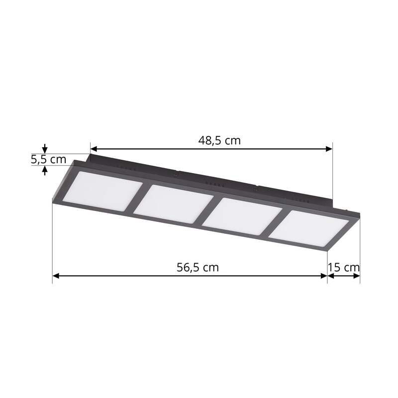 Lindby Deckenleuchte Raymie LED Lampe dimmbar RGBW schwarz 56,5cm Leuchte - 4251911762440
