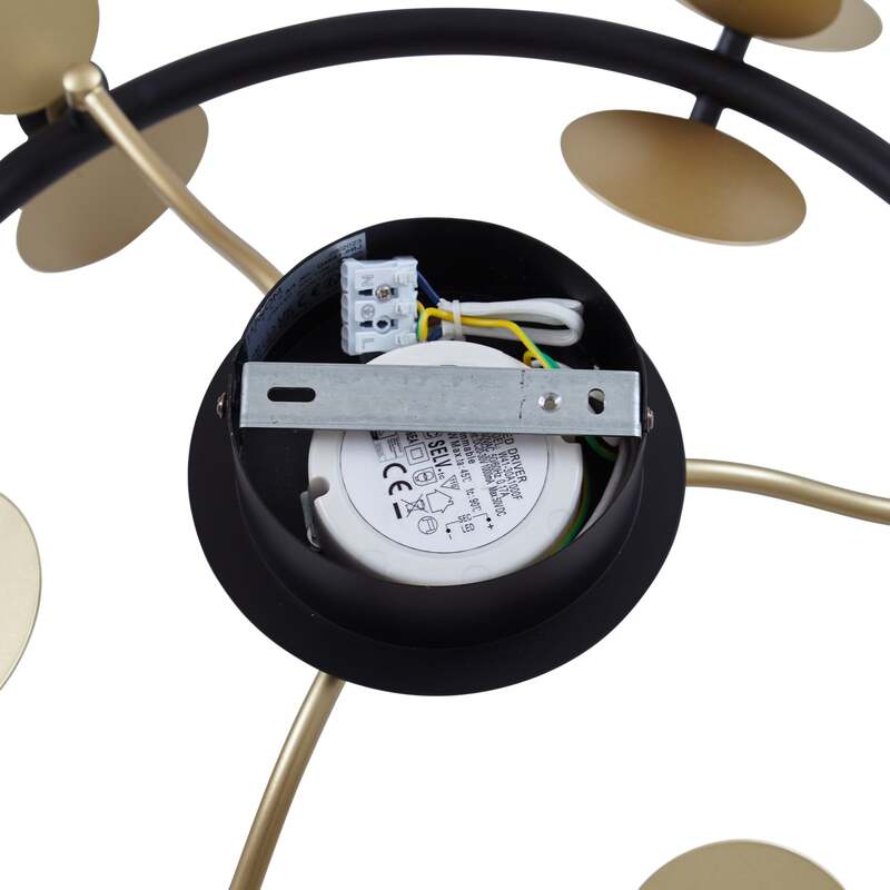 Lucande Deckenlampe Pallo LED dimmbar 9-flg schwarz-gold Glas Ø70cm Leuchte - 4251911775891