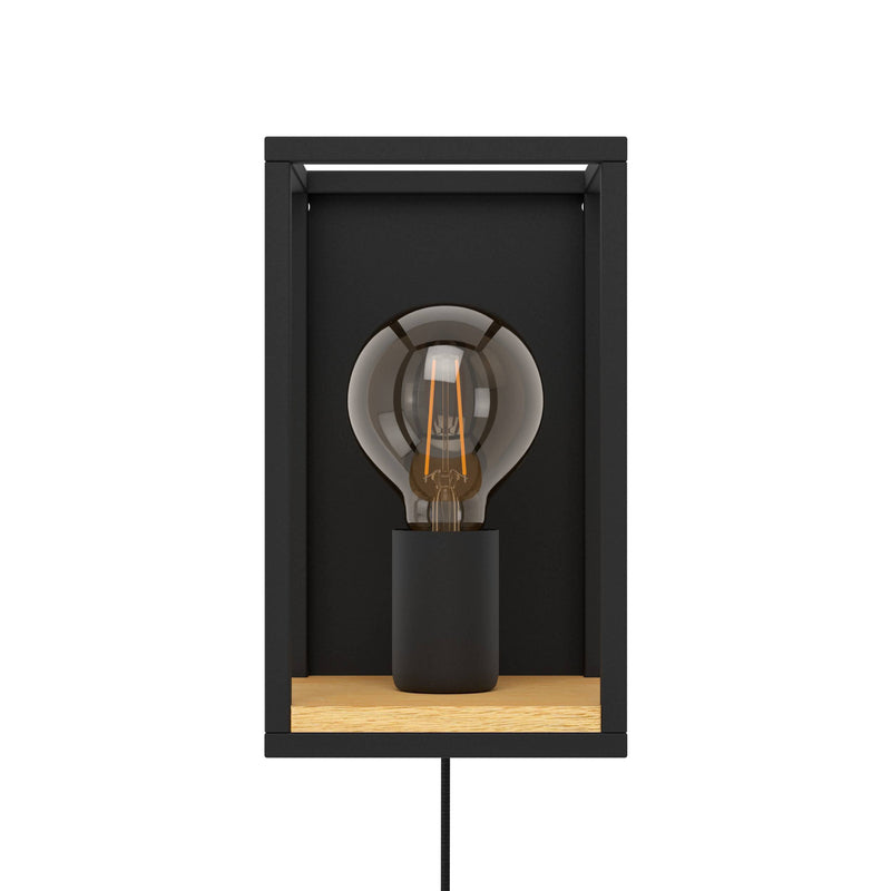 Eglo Wandleuchte Libertad Breite 14 cm schwarz holz Stahl Wandlampe Lampe Spot - 9002759997960
