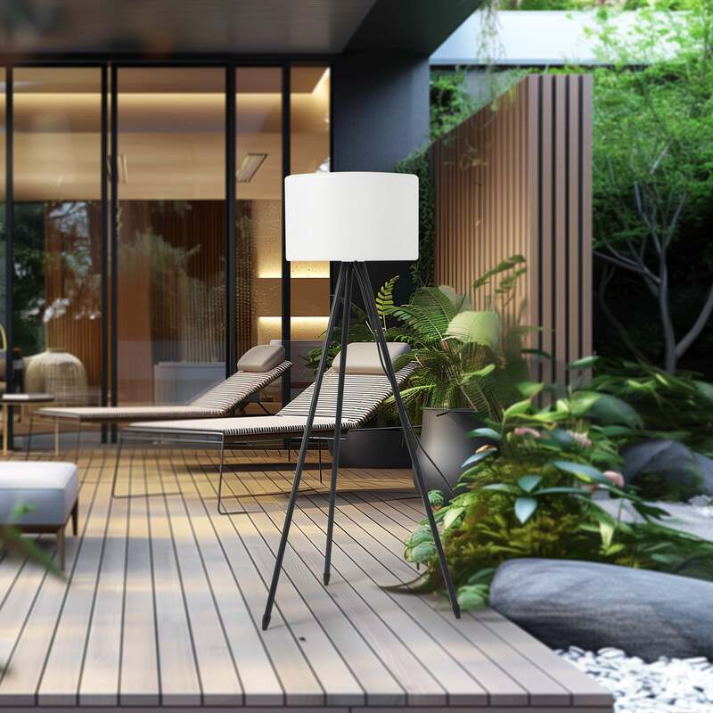 Lucande Terrassenleuchte Trivira LED Gartenlampe Außenleuchte 130cm weiß schwarz - 4251911764499