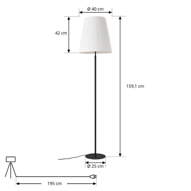 Lindby Stehleuchte Virelle LED Stehlampe Lampe schwarz weiß 170cm Höhe 40cm - 4255830903748