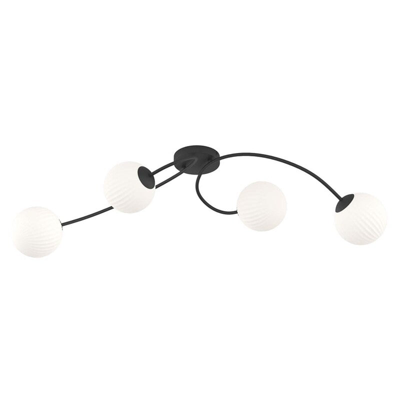 EMIBIG LIGHTING Vibra Ceiling Lamp, Opal/black, Length 110 Cm, Glass, 4-bulb - 5907106010467