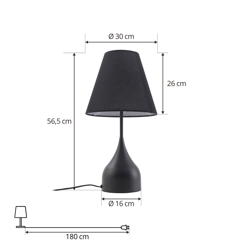 Lucande Tischleuchte Luoti LED Lampe Tischlampe schwarz 57cm hoch Ø 30cm Lampe - 4251911778809