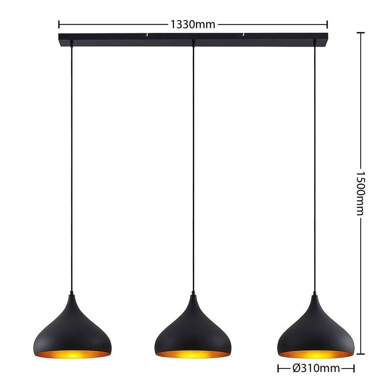 Lindby Elamira Pendelleuchte Hängelampe Deckenlampe Lampe 3-flm E27 schwarz g305 - 4251911726633