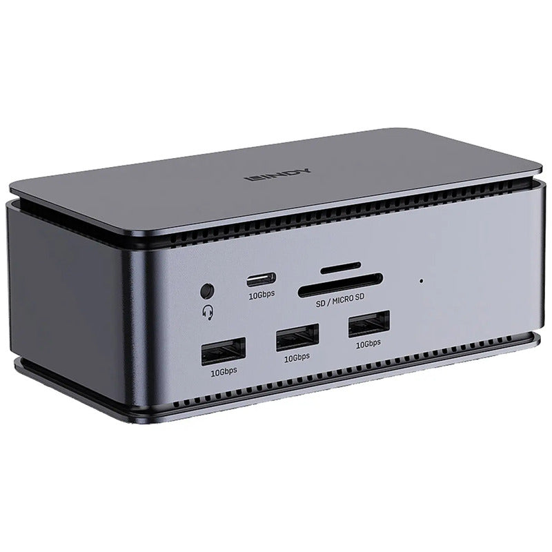 LINDY USB-C Dockingstation DST-Pro USB4 mit Kartenleser und 10Gbit LAN anthrazit - 4002888433723