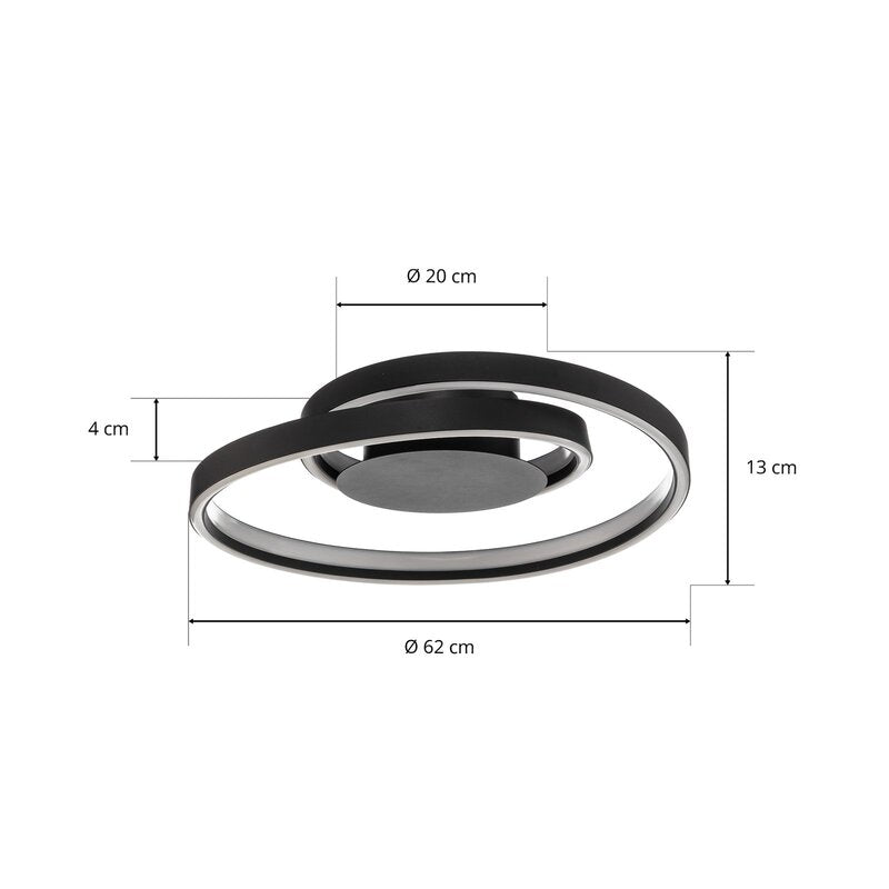 Lindby Deckenleuchte Deckenlampe LED Erlinik Schritt dimmbar schwarz - 4251911760095