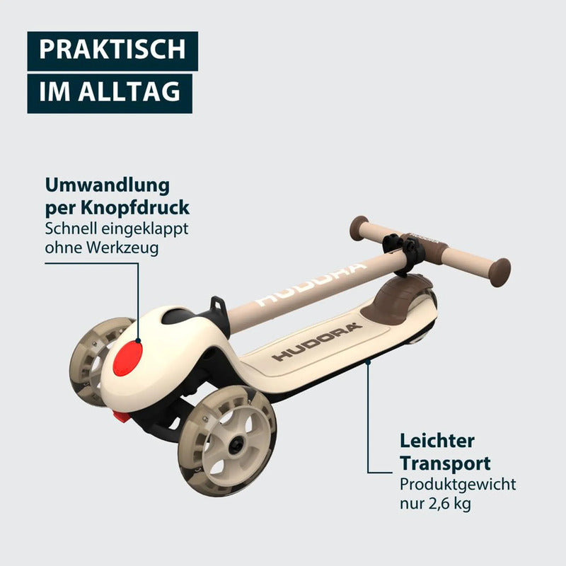 HUDORA Kinderroller Tri-Scooter beige Sportroller für Kinder mit stabilem Design - 4005998110683