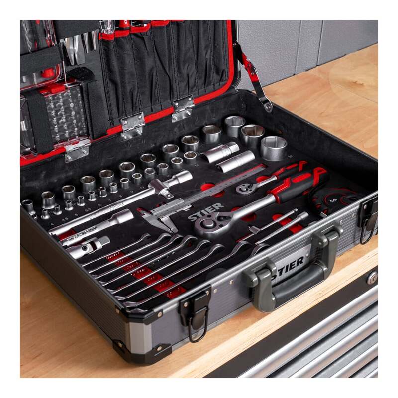 Stier Werkzeugkoffer 144-teilig Aluminiumkoffer Werkzeugset Handwerkzeug - 4251709619147