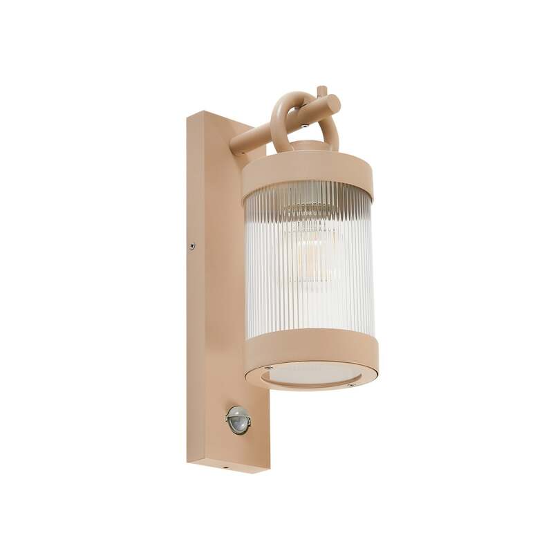 Lindby  Außenwandleuchte Lampe Sensor Yrene beige Riffle 20 cm - 4251911798104