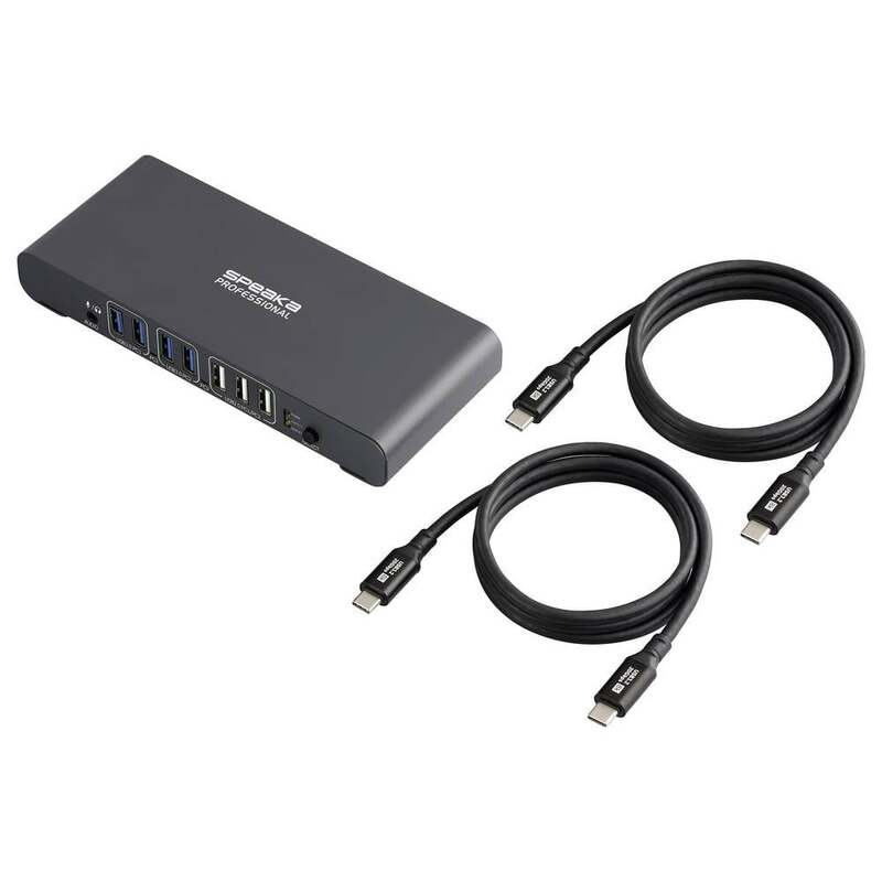 SpeaKa Professional KVM Umschalter Switch Rechner PC Grau HDMI USB-A USB-C 2Port - 4064161487694