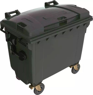 B-Ware E/D/E Müllcontainer Abfallbehälter HDPE robust anthrazit mobil mit Radstopp