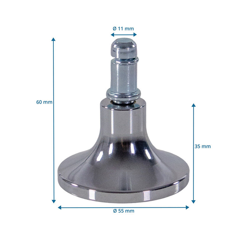 hjh OFFICE Bodengleiter STAND C Stuhlrollen Gleiter Aluminium Silber Stuhl 989 - 4064323108030