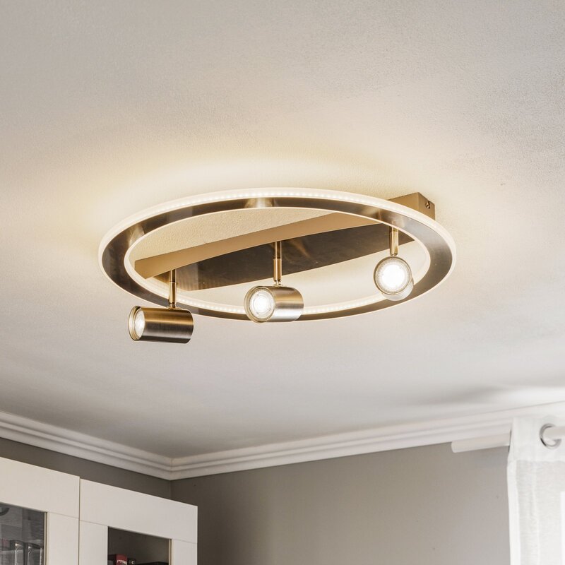 Lindby Deckenlampe Deckenleuchte LED Lampe Berisha nickel satiniert rund weiß - 4251911728804
