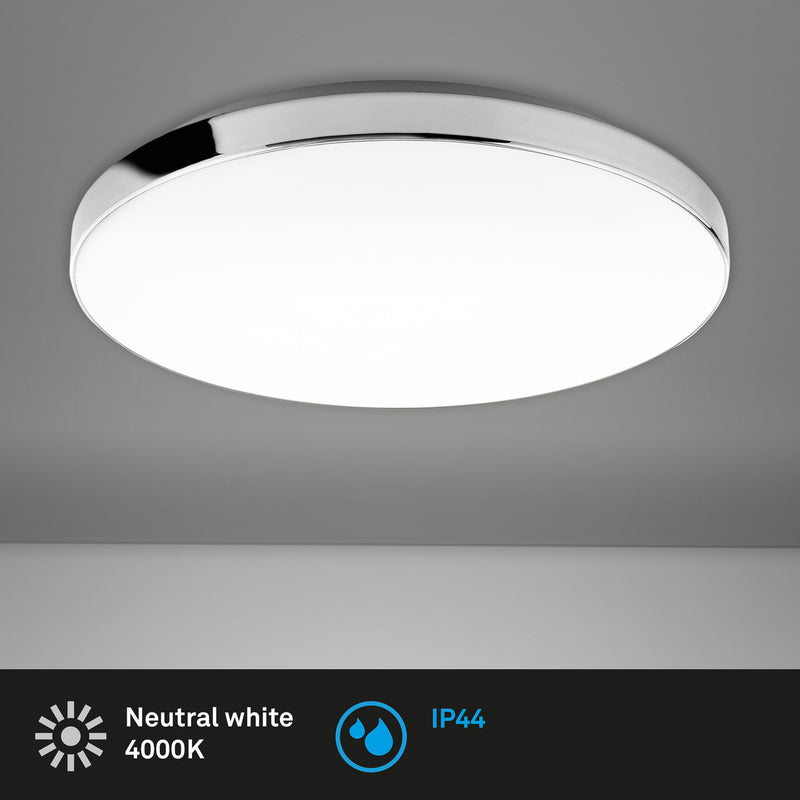Briloner Deckenlampe Deckenleuchte LED Lampe Leuchte chrom/weiß Ø35,5cm IP44 - 4002707339298