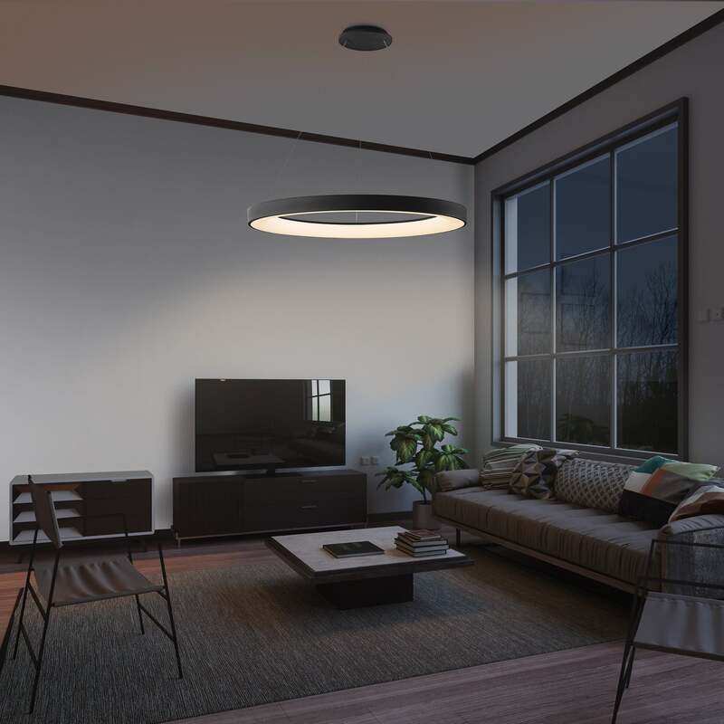 LED-Hängeleuchte Niseko II schwarz 50 cm dimmbar mit Fernbedienung Mantra - 8435153285721