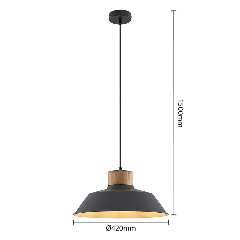 Lindby Nefeli Hängeleuchte Deckenlampe Pendelleuchte E27 mit Holzdetail 1-flg168 - 4251911743524
