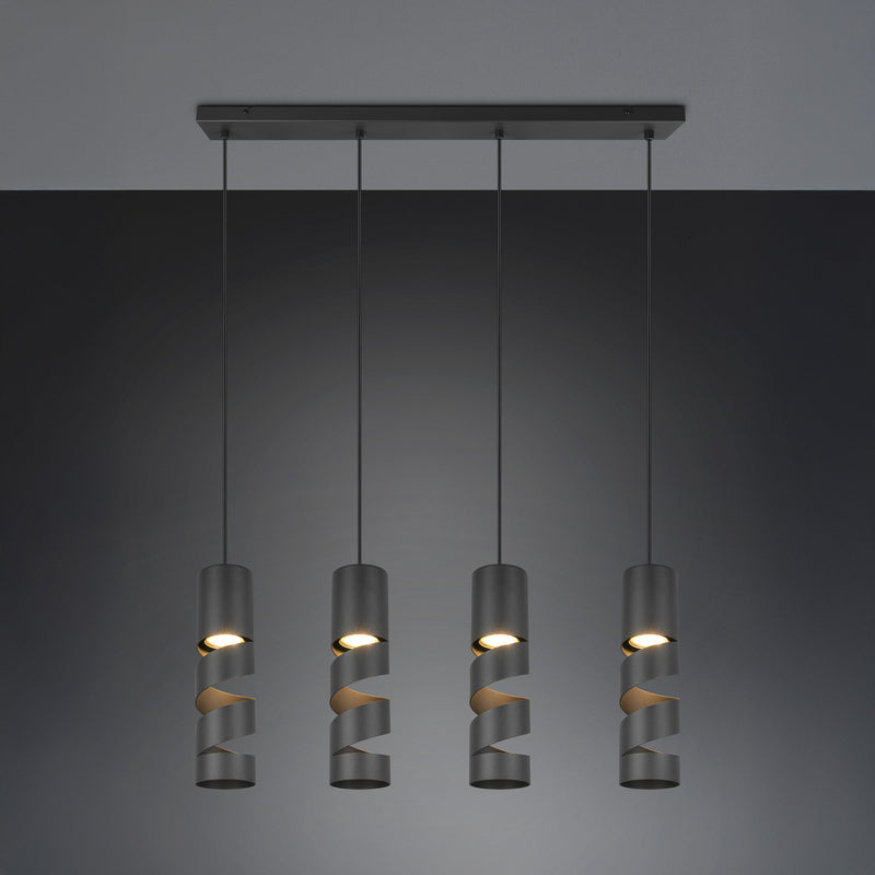Trio Lighting Hängelampe Pendelleuchte Stream schwarz Metall 80cm 4flammig GU10 - 4017807613995