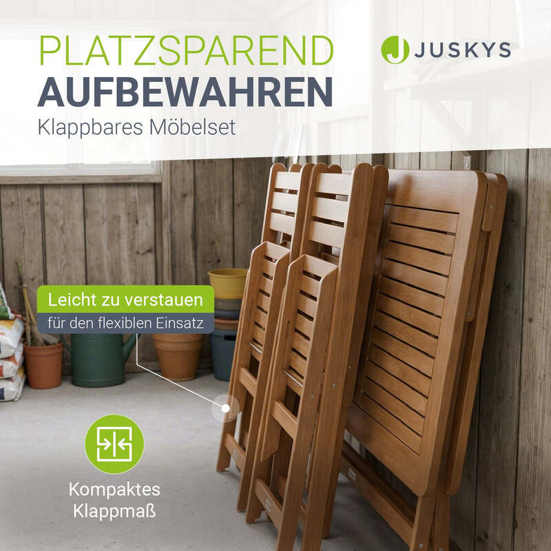 Gartenmöbel Set Rimini Akazienholz Gartengarnitur 5-teilig Tisch 4 Stühle Natur - 4262437187440