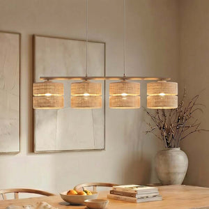 B-Ware Hängeleuchte Calma 4-flammig LED Pendelleuchte dimmbar beige 95x20cm Made in