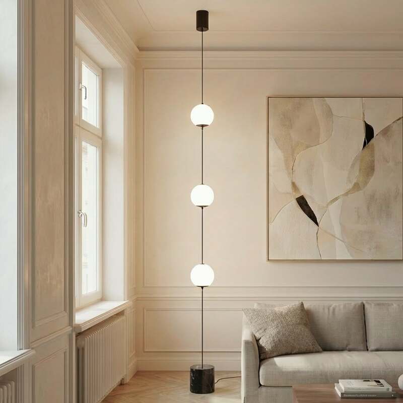 Lucande Stehleuchte Darrow LED dimmbar Touchdimmer Lampe schwarz/opal 320cm - 4255830903885