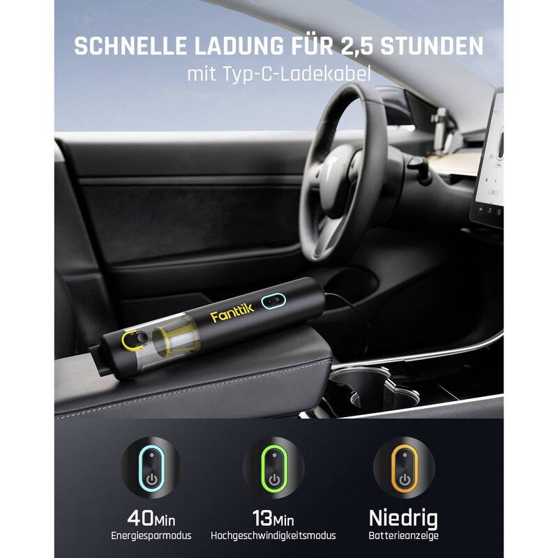 Fanttik Akku-Zyklon-Staubsauger Handstaubsauger 40 Minuten 11,1V schwarz 895g - 4064161487496