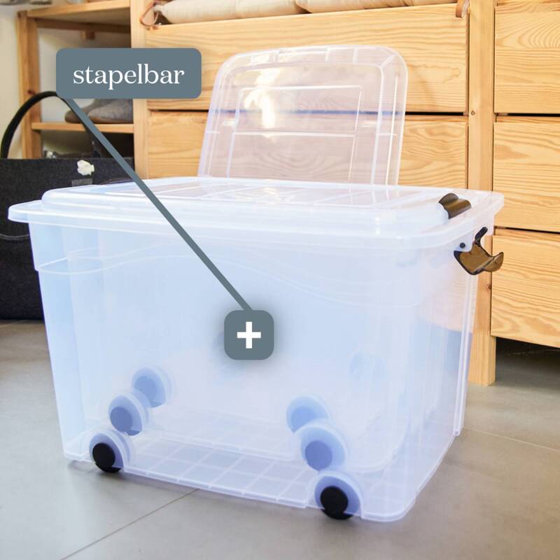 Siena HOME Aufbewahrungsbox Anzio 20l mit Deckel und Rollen 45x33.5x25cm klar - 4055938502030