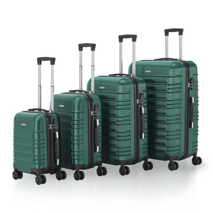 Hartschalen Kofferset Rom 4-teilig Set ABS-Kunststoff 360° Rollen dunkelgrün - 4262437184944