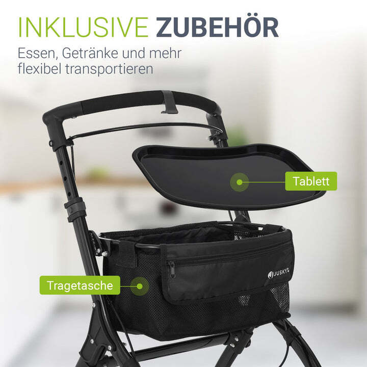 Rollator Aktiv klappbar für schmale Wohnräume Aluminium schwarz 110kg max. - 4262437182926