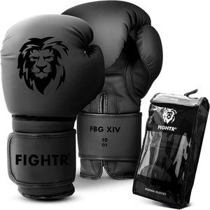 B-Ware FIGHTR Boxhandschuhe 10oz Ergonomisches Design für Boxen MMA Kickboxen schwarz