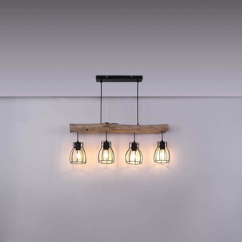 Globo Hängeleuchte Mina LED Pendelleuchte dimmbar schwarz-braun 4-flg 83cm - 9007371389872