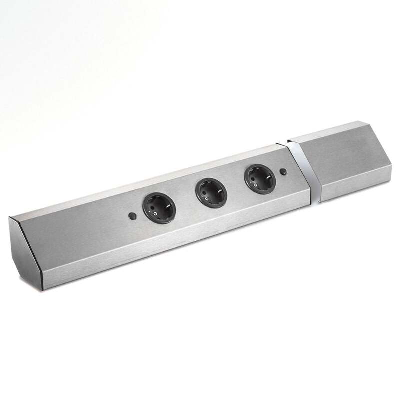 Evotec Eck-Steckdosenleiste Power 3er Edelstahl 59 cm IP20 230 V - 4012676049029